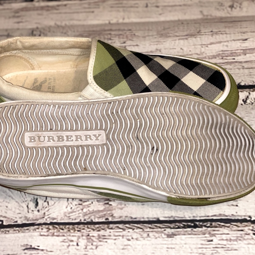 Burberry Green Black White Check Slip-On Sneakers - Picture 5 of 9